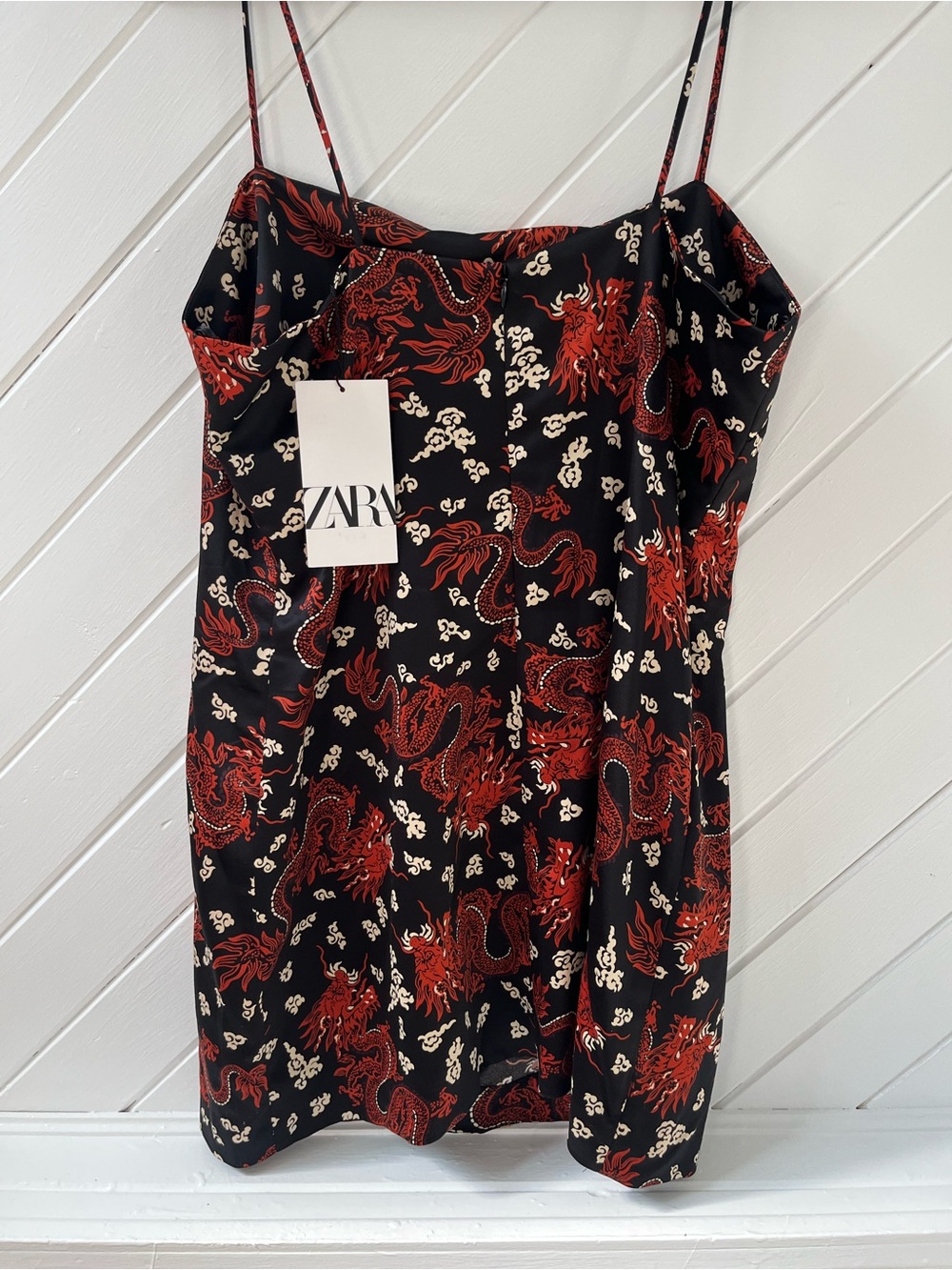 Zara Black Mini Slip Dress with Red Dragon Print - Picture 3 of 8